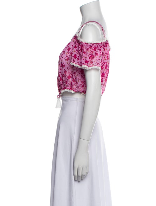 Poupette St Barth Floral Print Square Neckline Crop Top