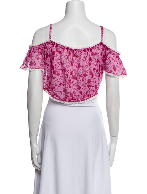 Poupette St Barth Floral Print Square Neckline Crop Top