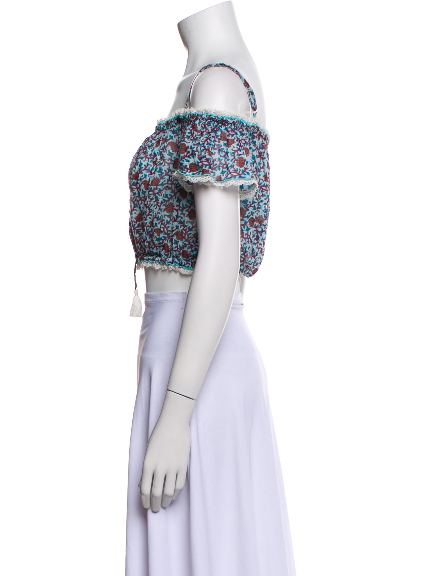 Poupette St Barth Floral Print Square Neckline Crop Top