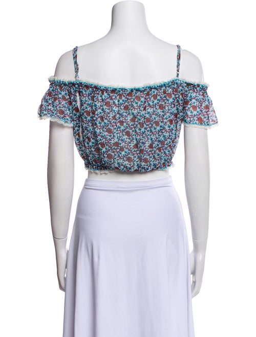 Poupette St Barth Floral Print Square Neckline Crop Top