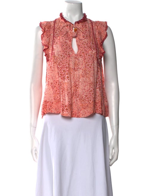 Poupette St Barth Floral Print Mock Neck Crop Top