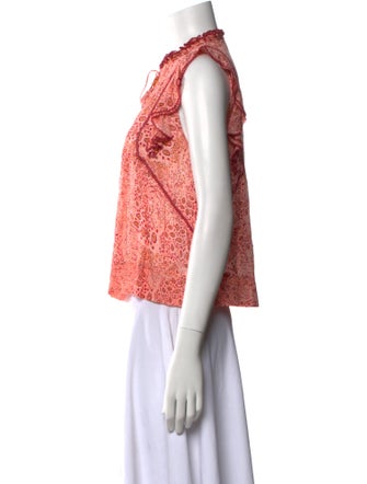 Poupette St Barth Floral Print Mock Neck Crop Top