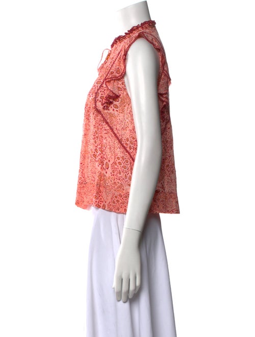 Poupette St Barth Floral Print Mock Neck Crop Top