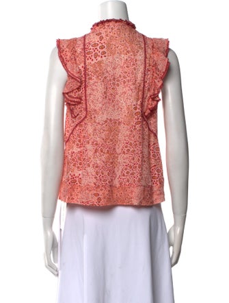 Poupette St Barth Floral Print Mock Neck Crop Top