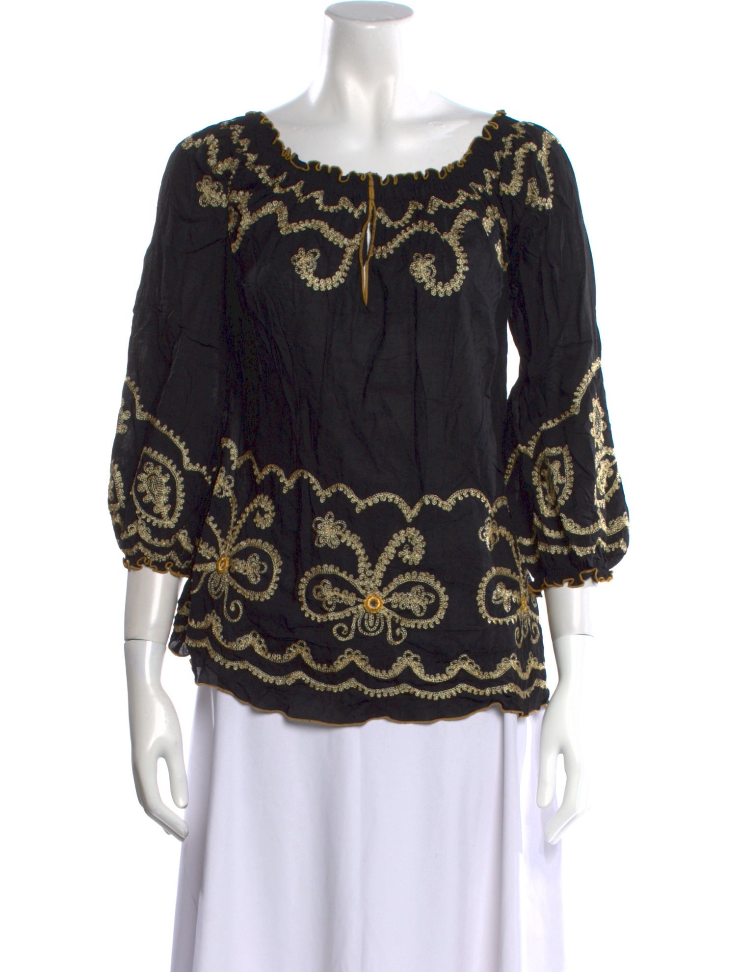 Poupette St Barth Printed Scoop Neck Blouse