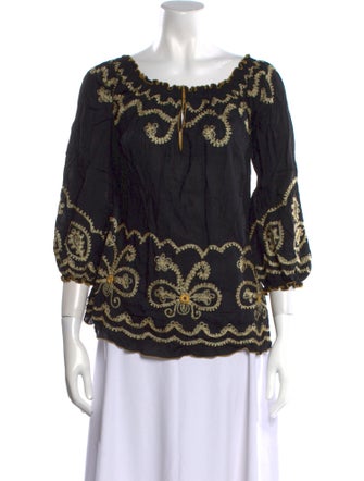 Poupette St Barth Printed Scoop Neck Blouse