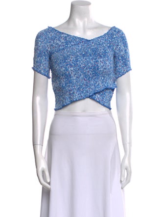 Poupette St Barth Printed V-Neck Crop Top
