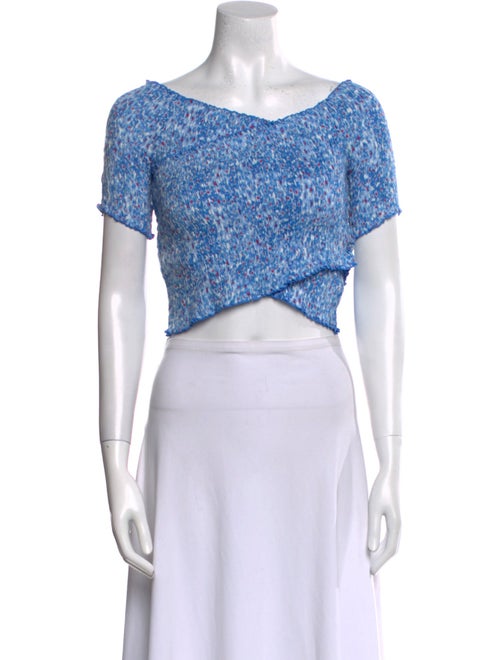Poupette St Barth Printed V-Neck Crop Top