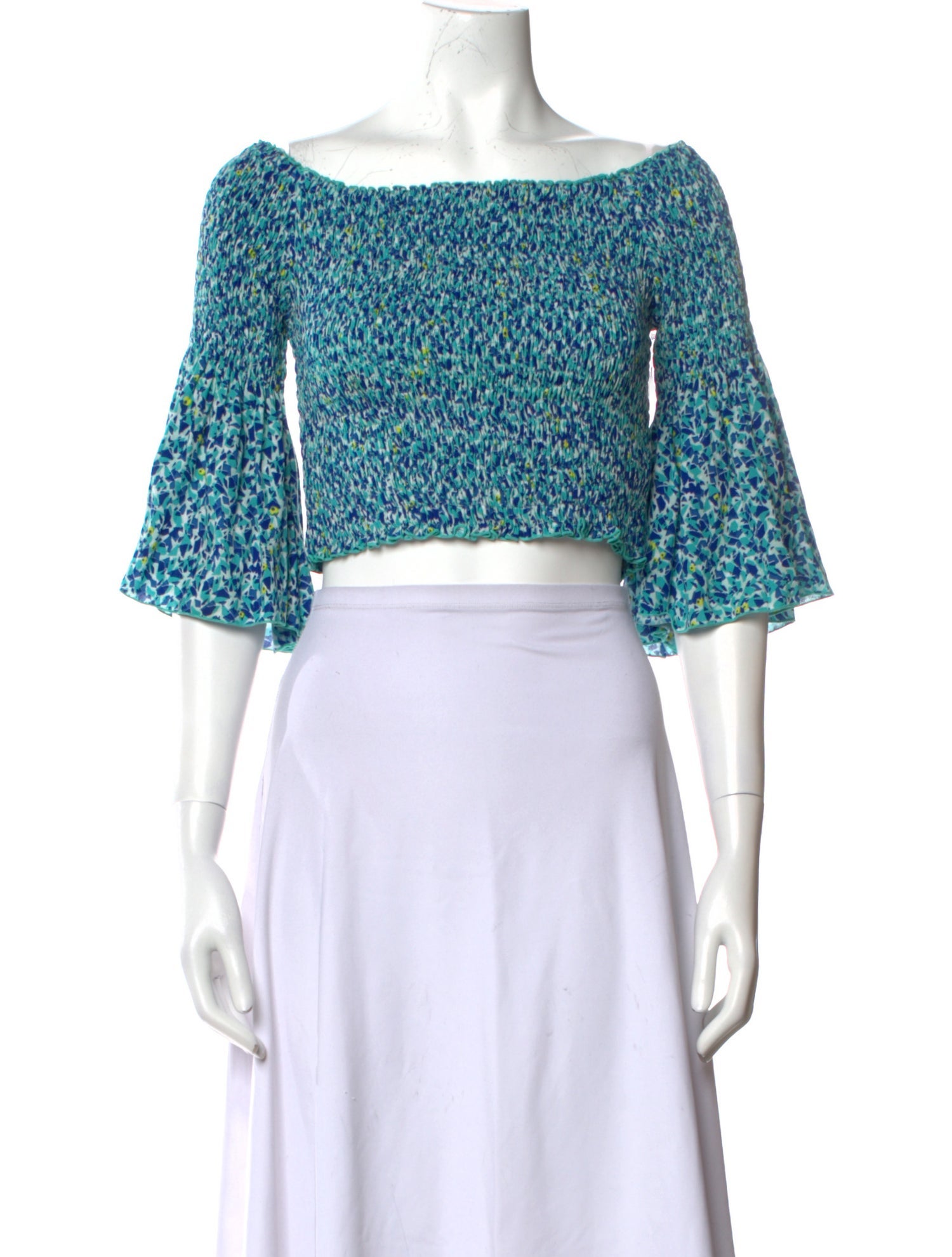 Poupette St Barth Printed Square Neckline Crop Top