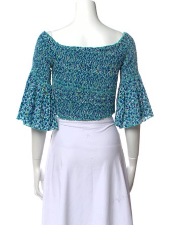 Poupette St Barth Printed Square Neckline Crop Top