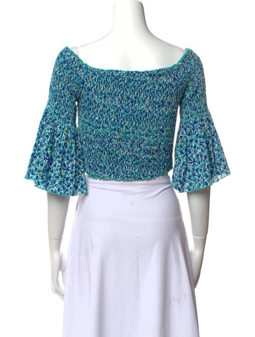 Poupette St Barth Printed Square Neckline Crop Top