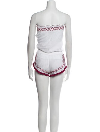 Poupette St Barth Patterned Strapless Romper