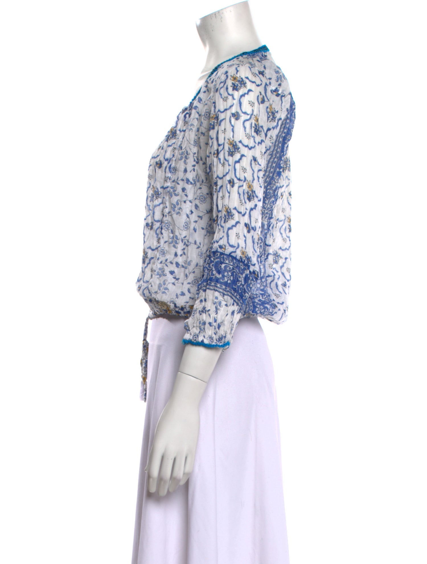 Poupette St Barth Floral Print V-Neck Crop Top