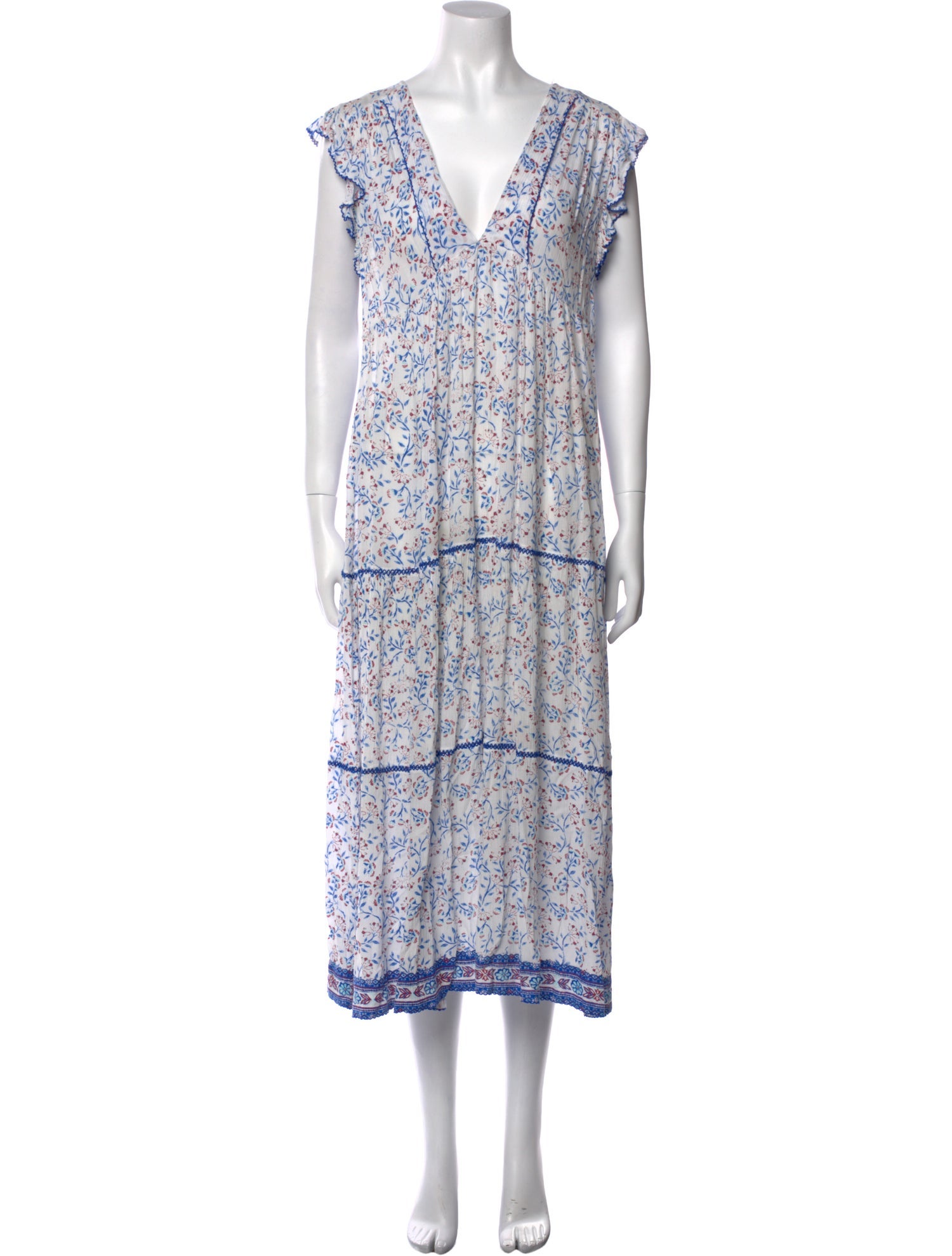Poupette St Barth Floral Print Midi Length Dress