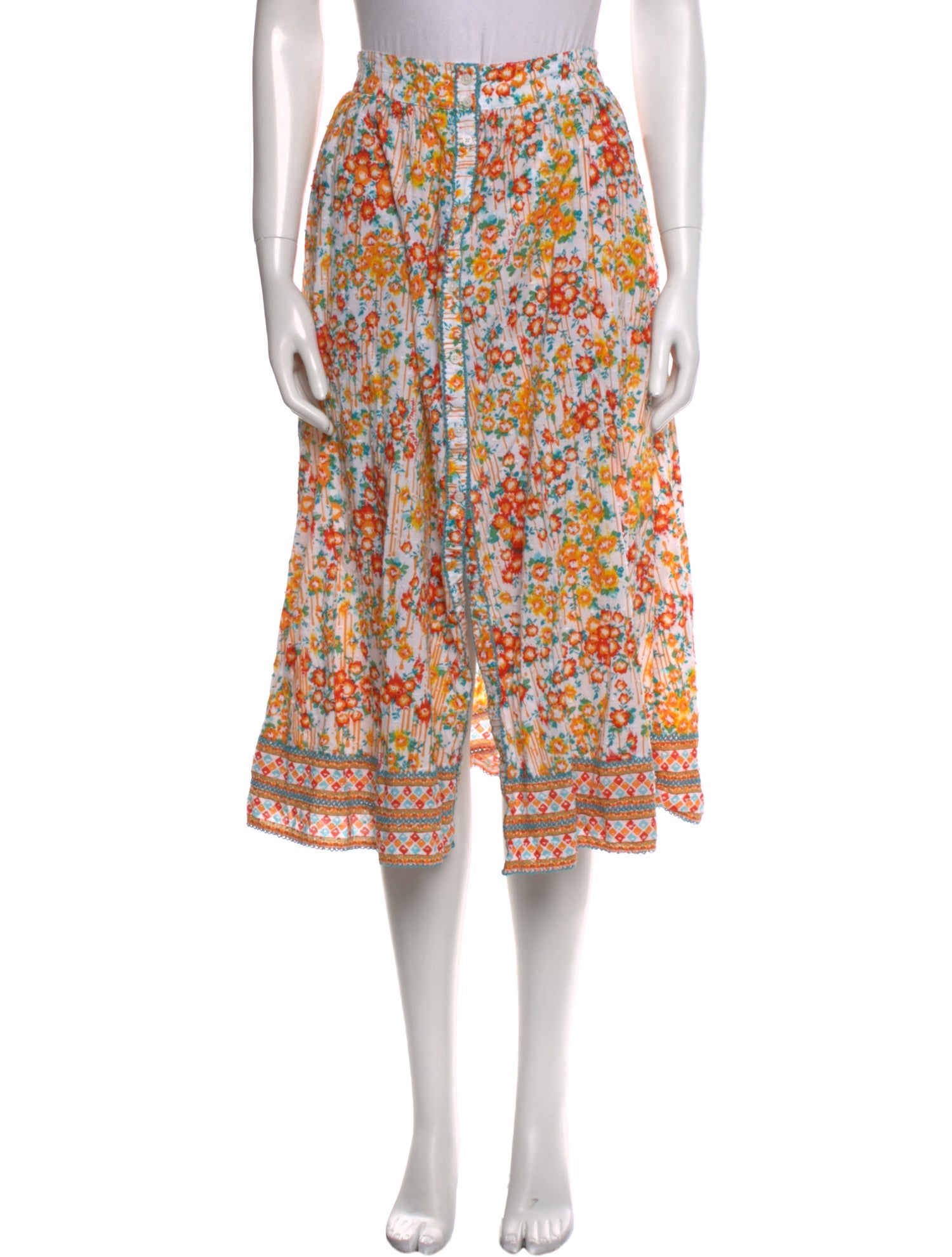 Poupette St Barth Floral Print Midi Length Skirt