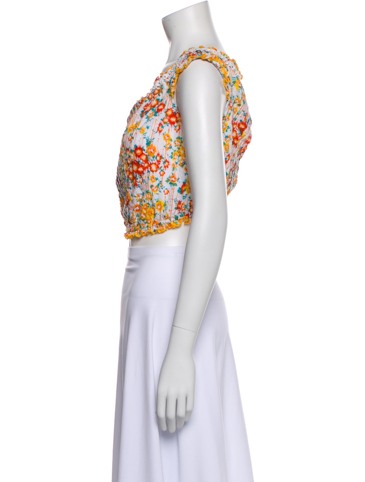 Poupette St Barth Floral Print V-Neck Crop Top