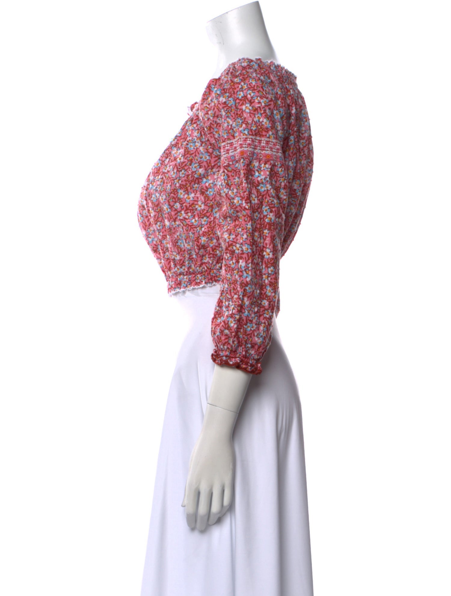 Poupette St Barth Floral Print Scoop Neck Crop Top