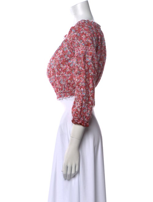 Poupette St Barth Floral Print Scoop Neck Crop Top