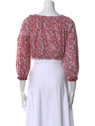 Poupette St Barth Floral Print Scoop Neck Crop Top