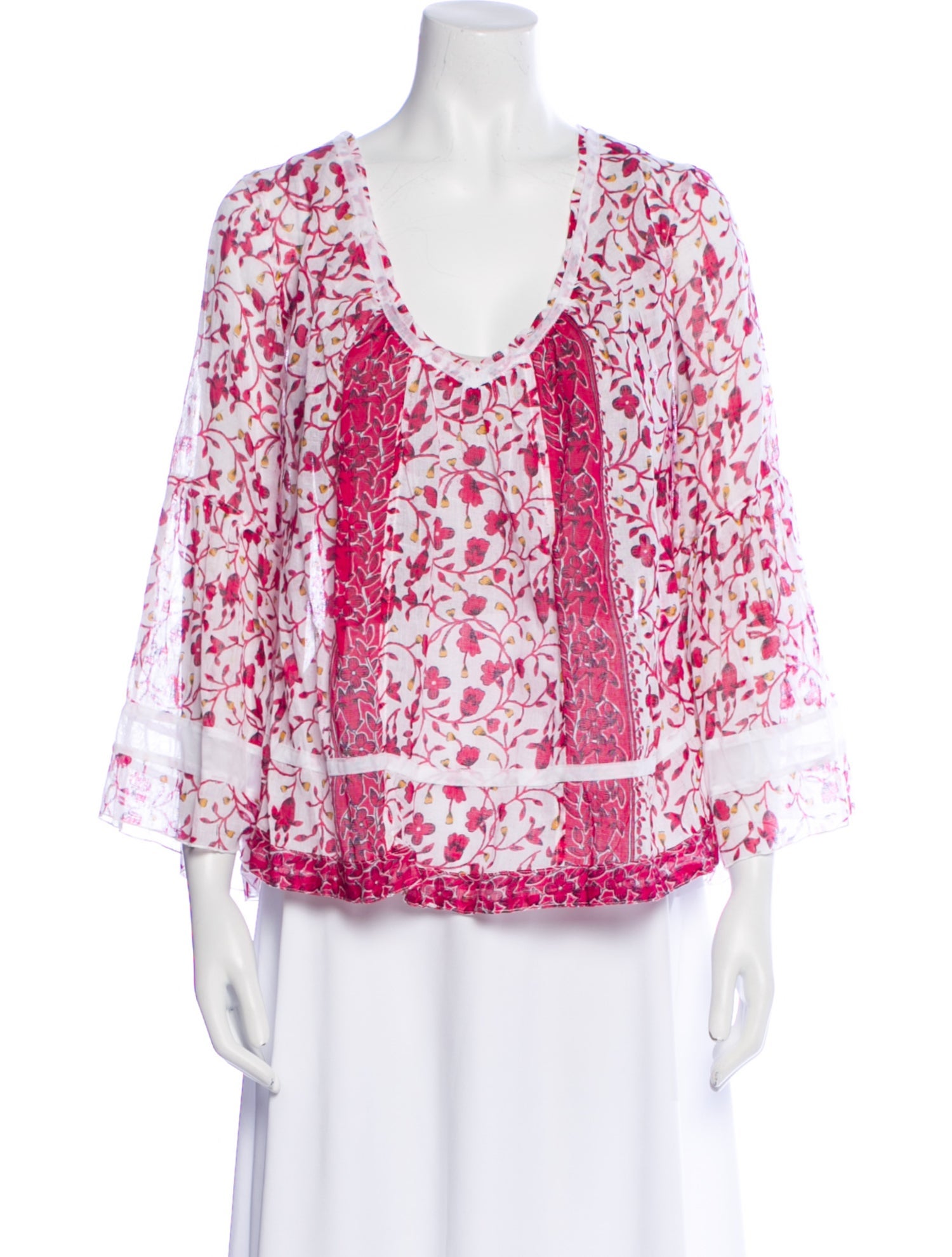 Poupette St Barth Floral Print V-Neck Blouse w/ Tags