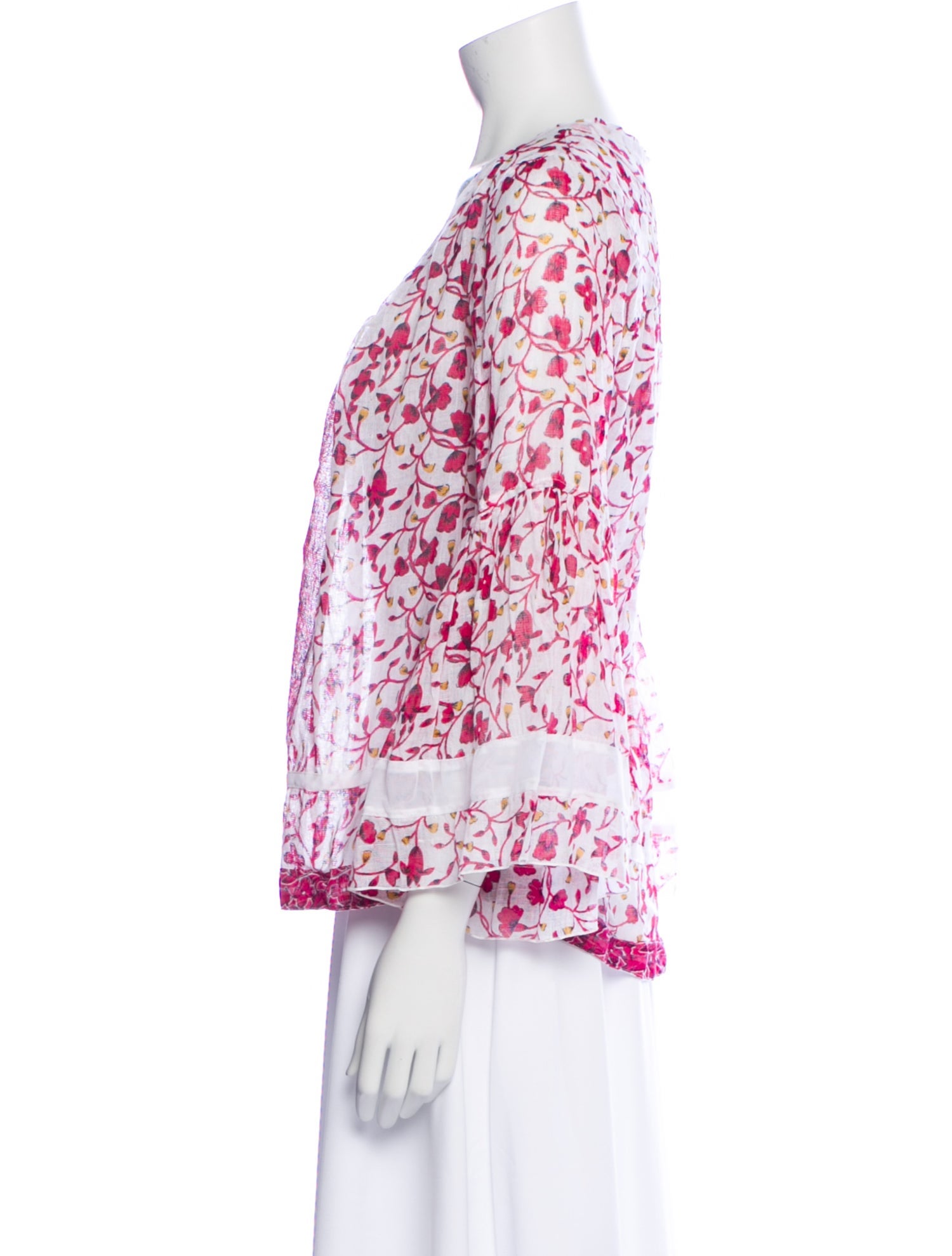 Poupette St Barth Floral Print V-Neck Blouse w/ Tags