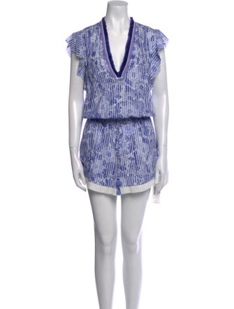 Poupette St Barth Printed V-Neck Romper