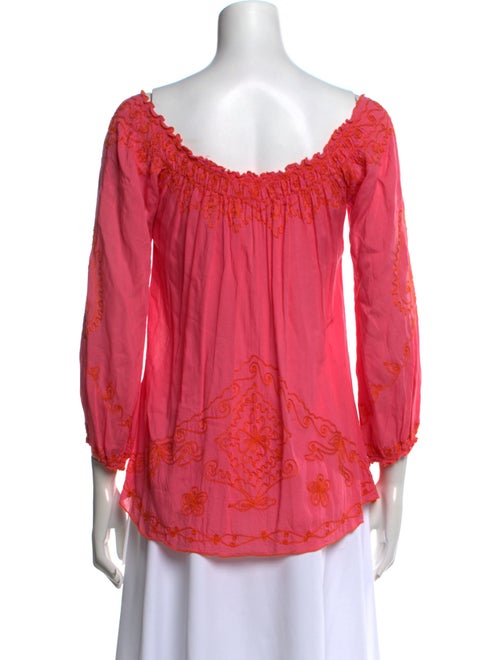 Poupette St Barth Scoop Neck Three-Quarter Sleeve Blouse