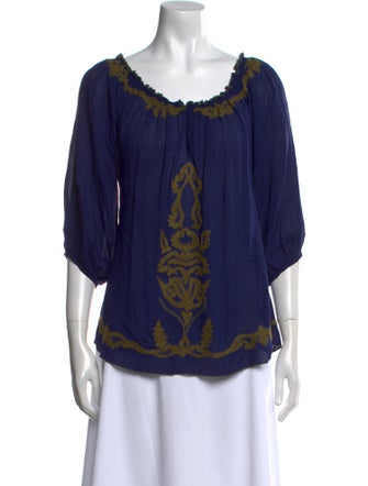 Poupette St Barth Printed Scoop Neck Blouse