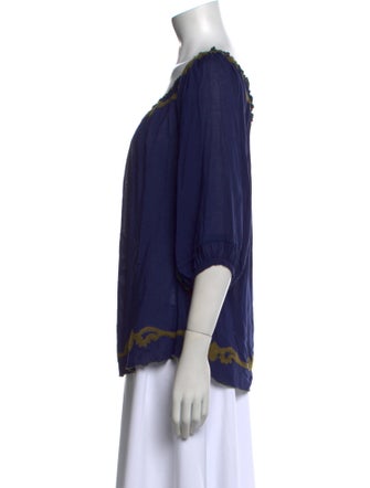 Poupette St Barth Printed Scoop Neck Blouse