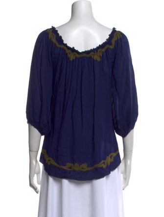 Poupette St Barth Printed Scoop Neck Blouse