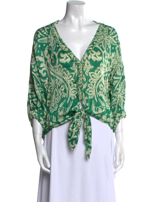 Poupette St Barth Printed V-Neck Blouse
