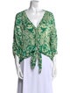 Poupette St Barth Printed V-Neck Blouse
