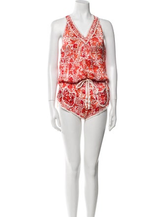 Poupette St Barth Printed V-Neck Romper