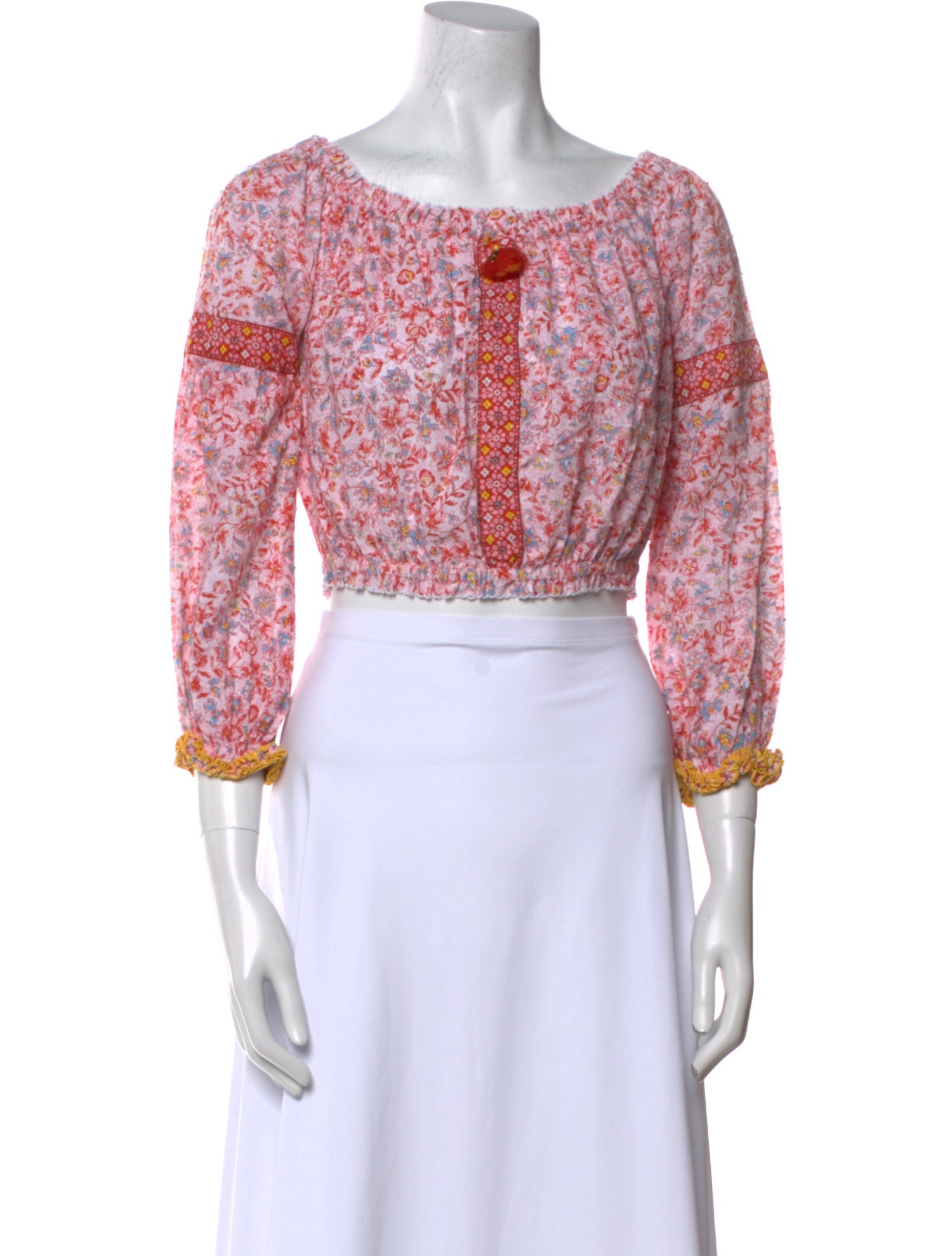 Poupette St Barth Printed Scoop Neck Crop Top