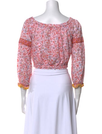 Poupette St Barth Printed Scoop Neck Crop Top