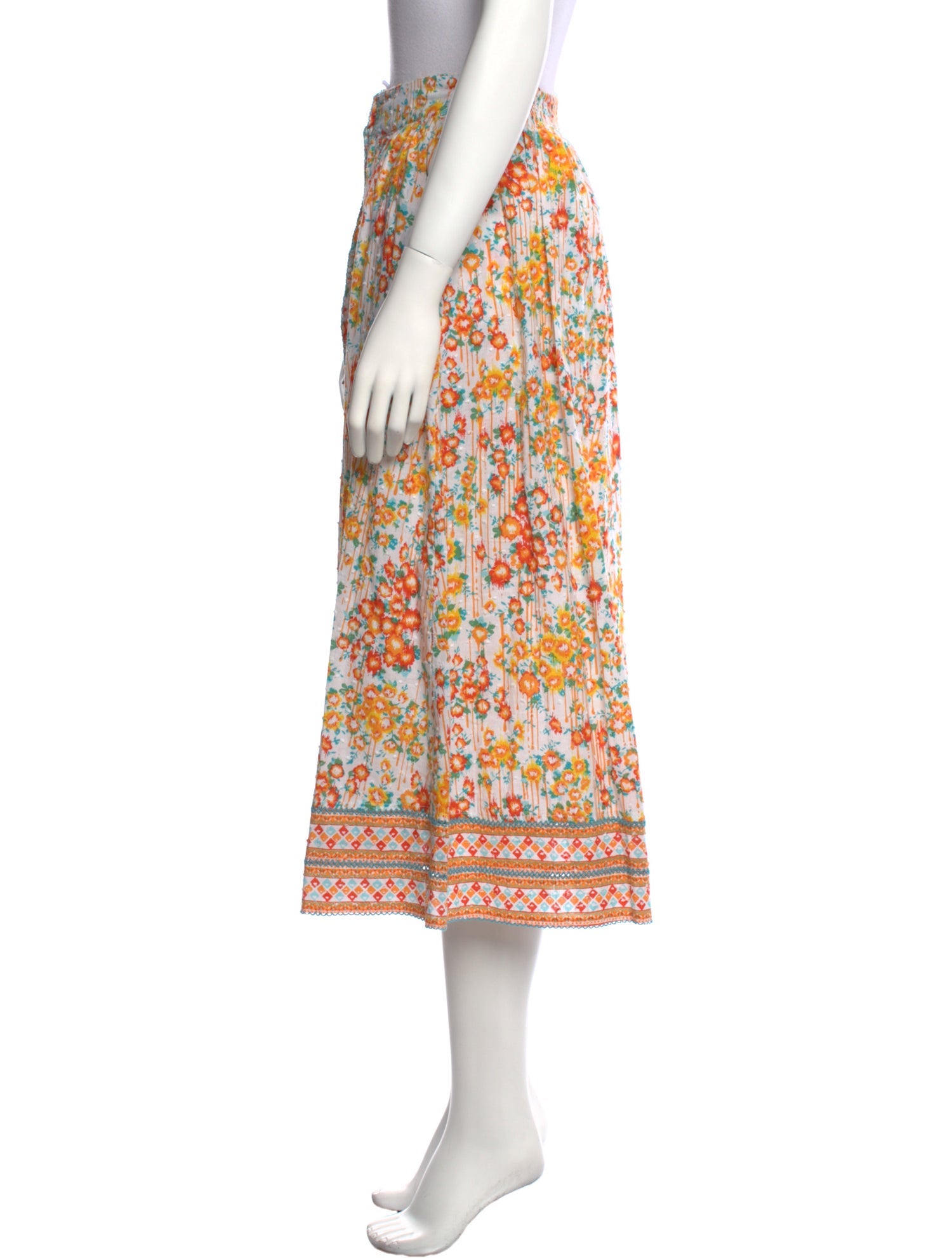 Poupette St Barth Floral Print Midi Length Skirt