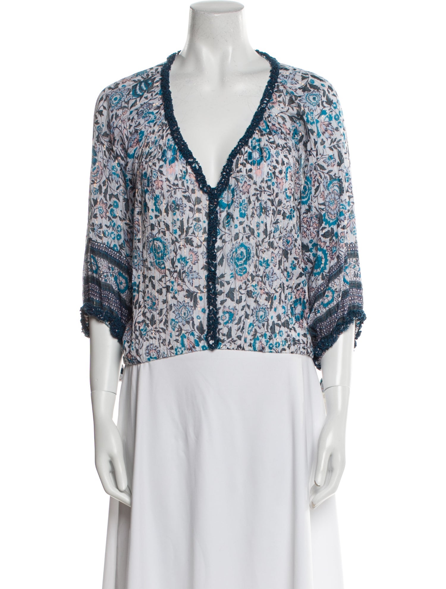 Poupette St Barth Printed V-Neck Blouse