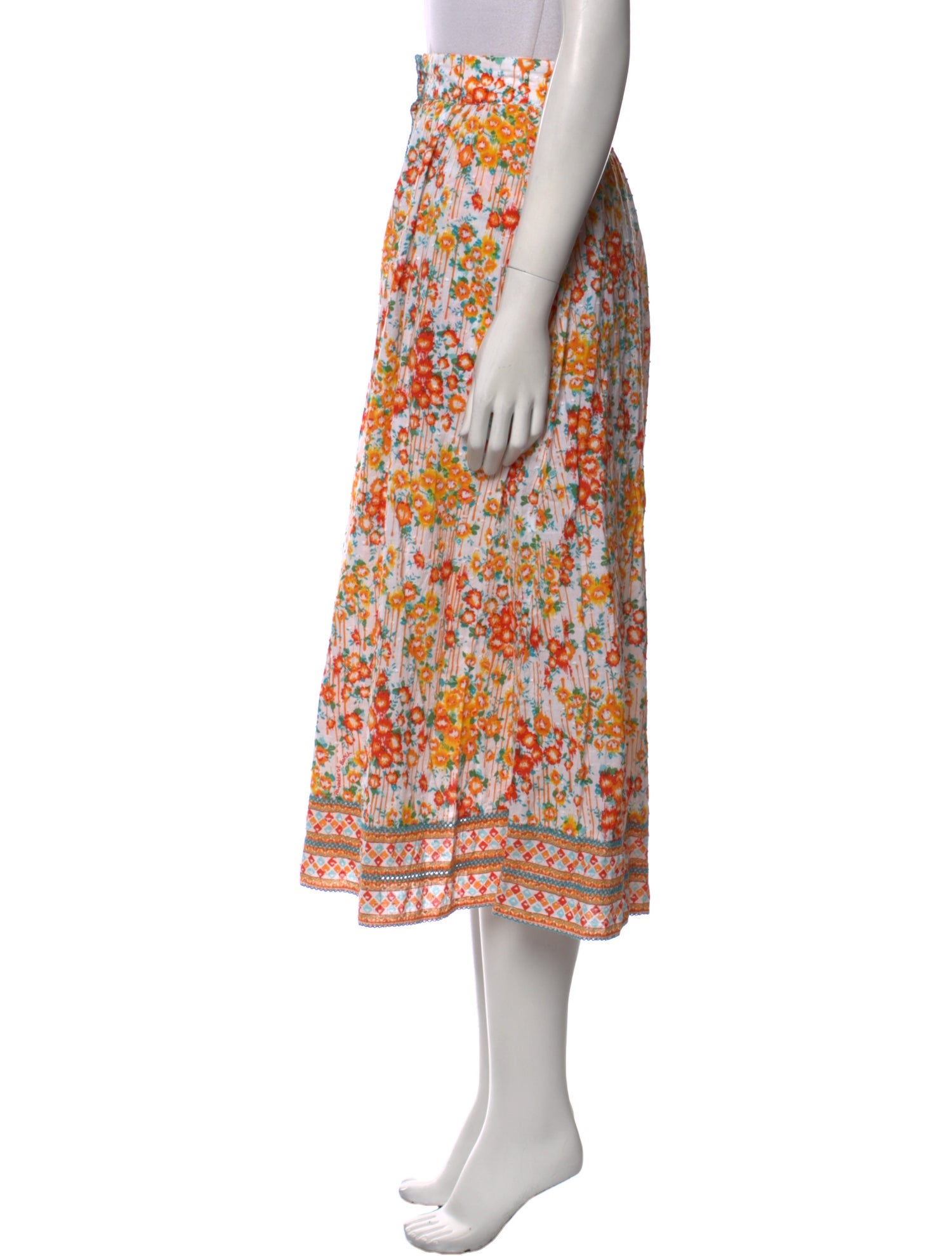 Poupette St Barth Floral Print Midi Length Skirt