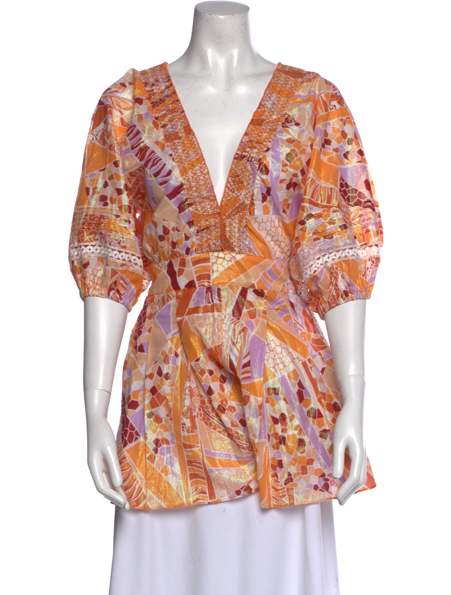 Poupette St Barth Printed V-Neck Tunic w/ Tags