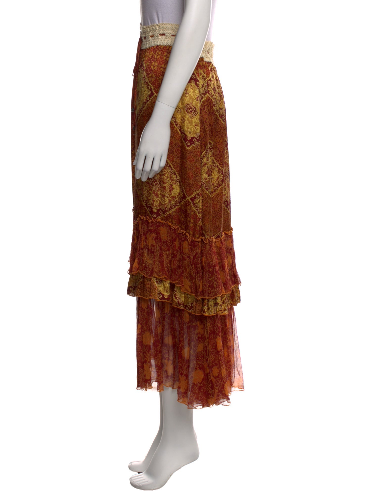 Poupette St Barth Silk Midi Length Skirt