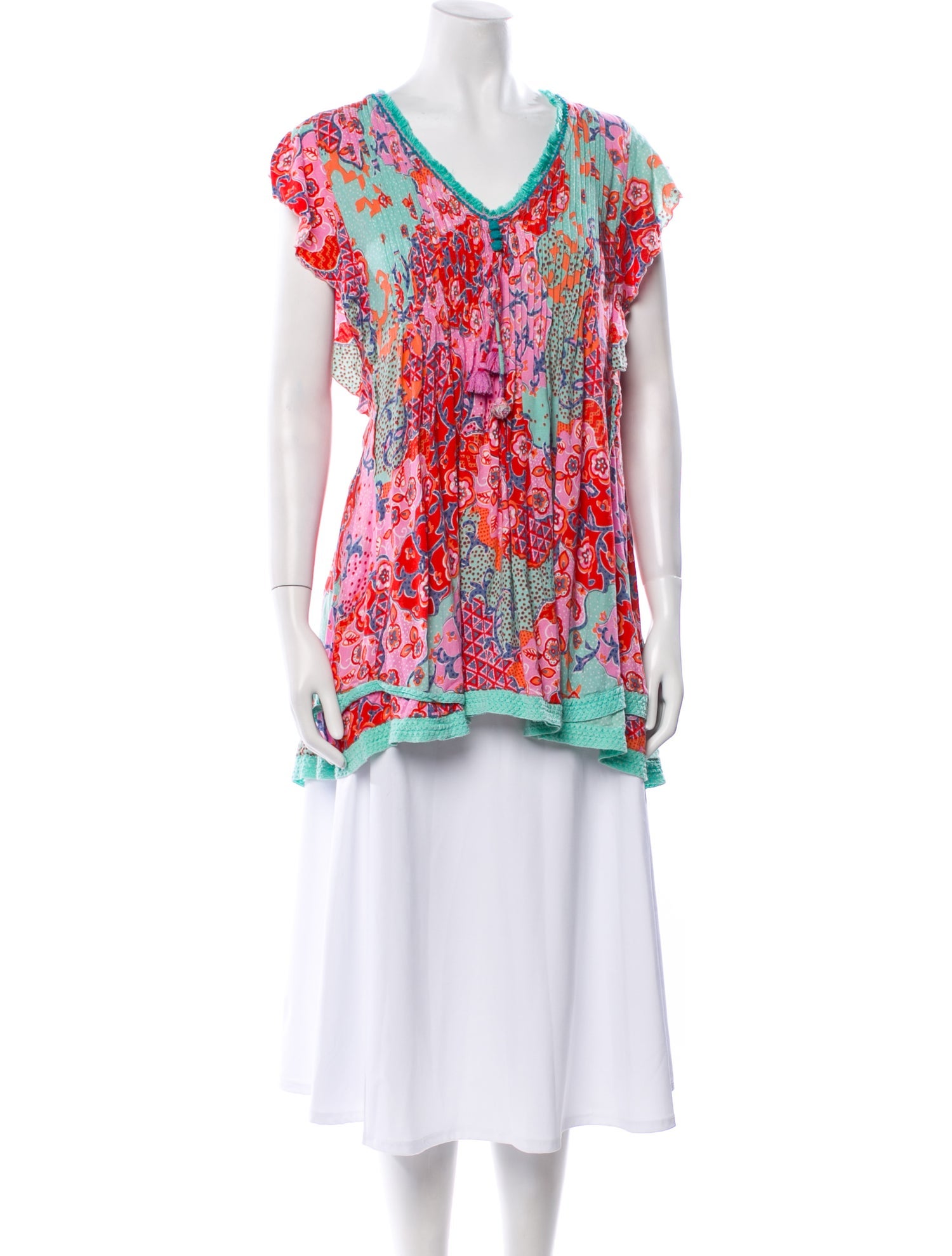 Poupette St Barth Floral Print V-Neck Tunic