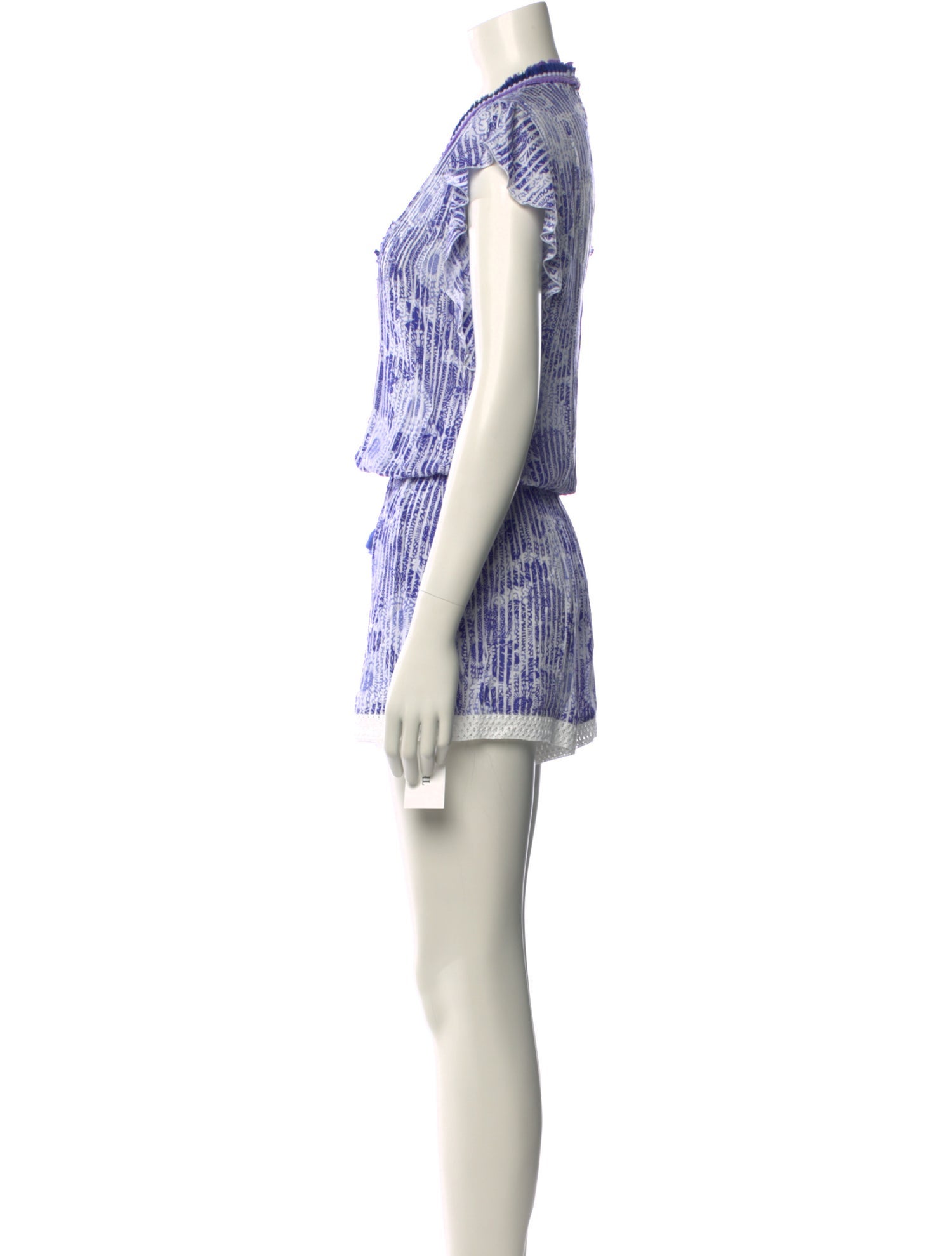 Poupette St Barth Printed Plunge Neckline Romper