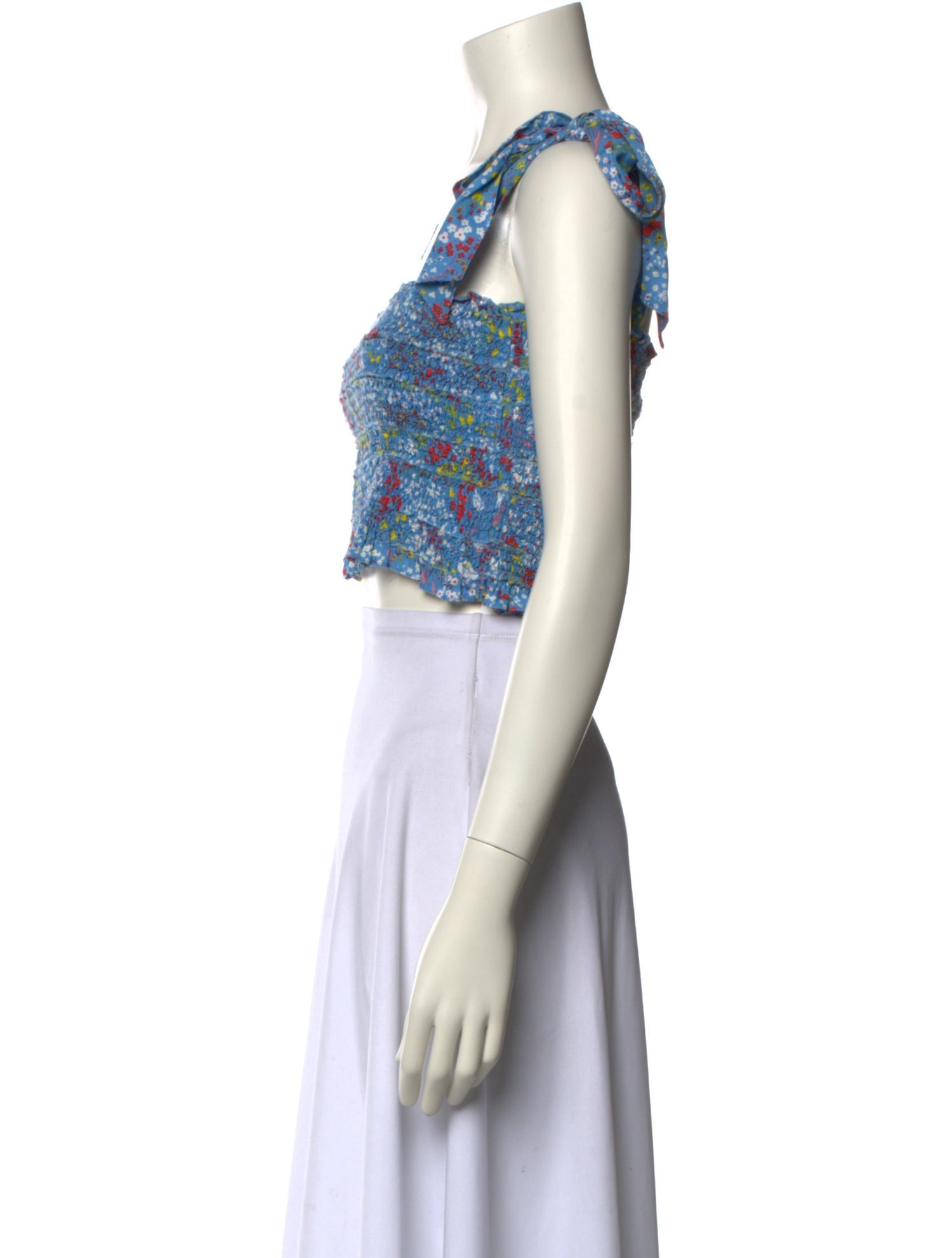 Poupette St Barth Floral Print Square Neckline Crop Top
