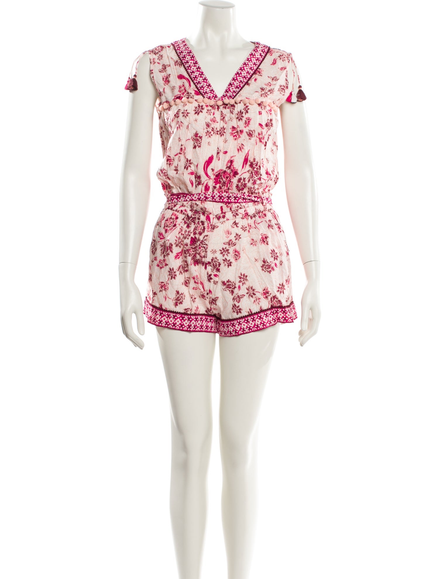 Poupette St Barth Floral Print V-Neck Romper