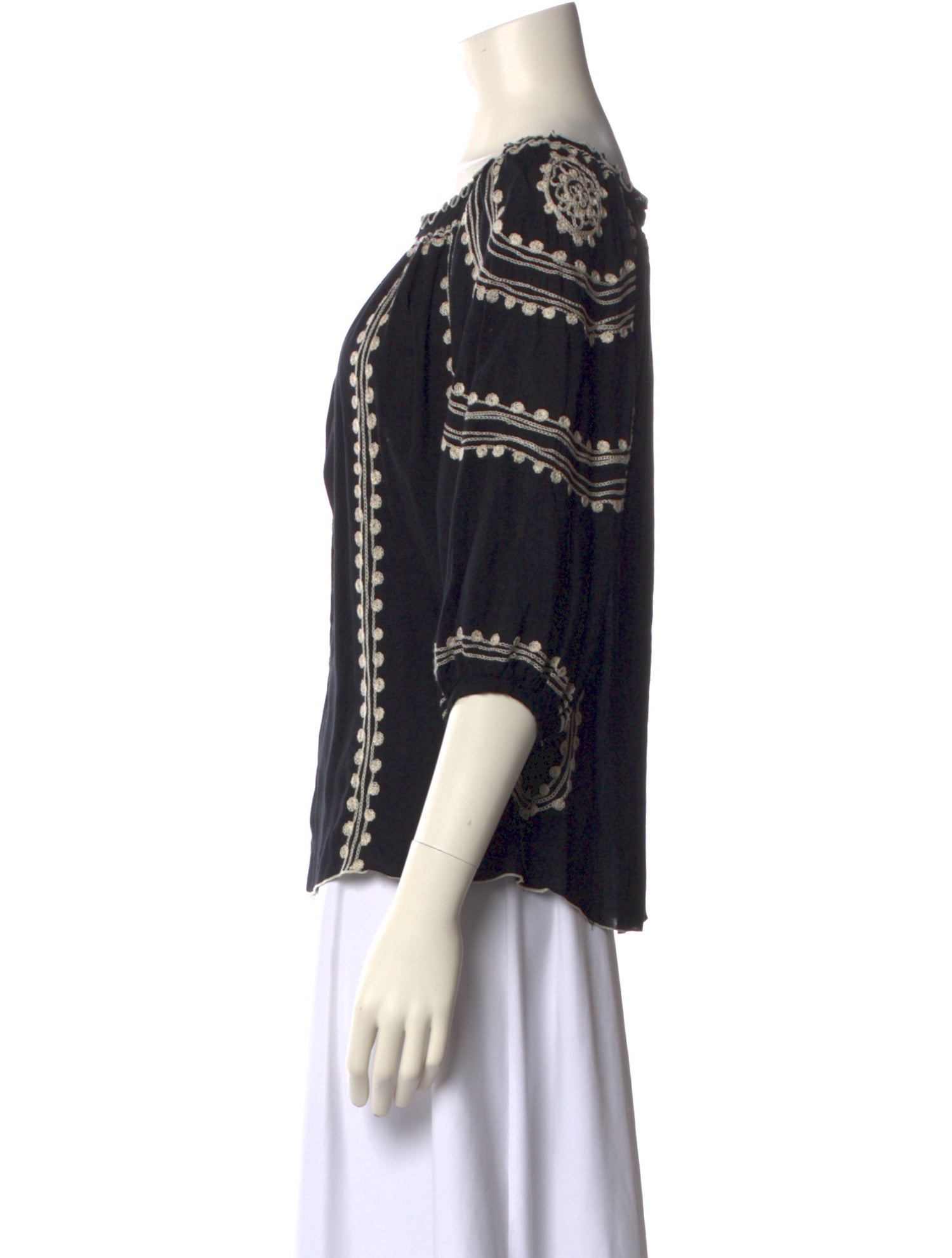 Poupette St Barth Graphic Print Bateau Neckline Blouse