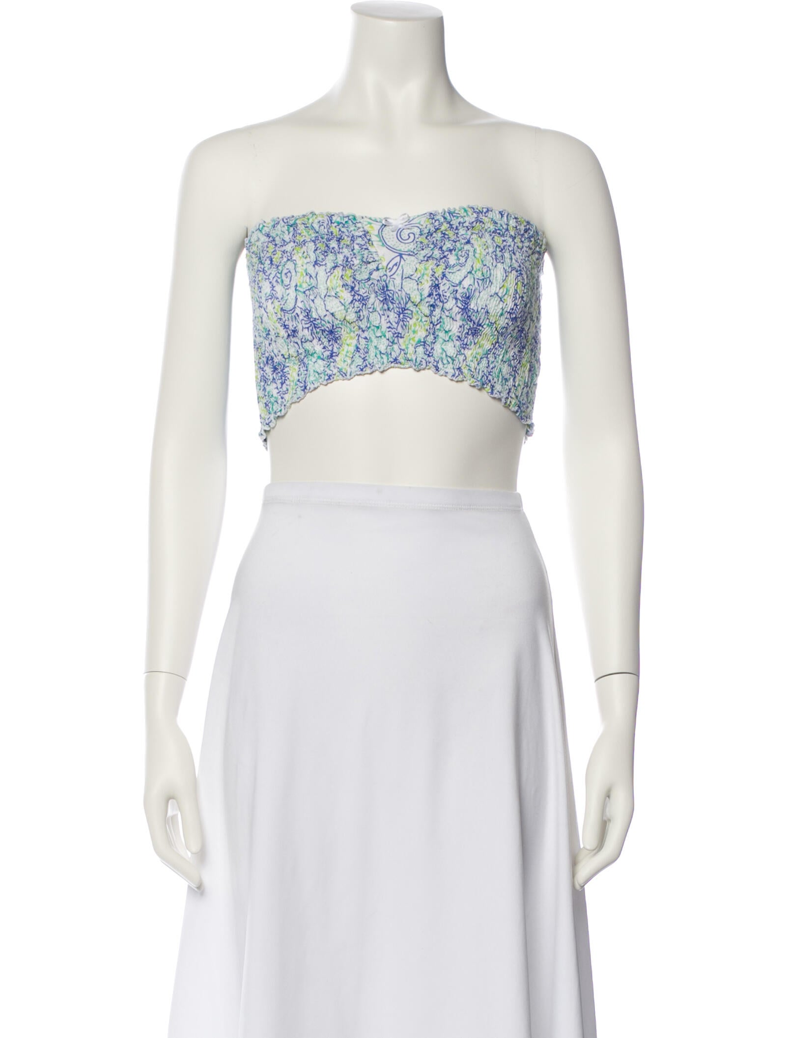 Poupette St Barth Printed Strapless Crop Top