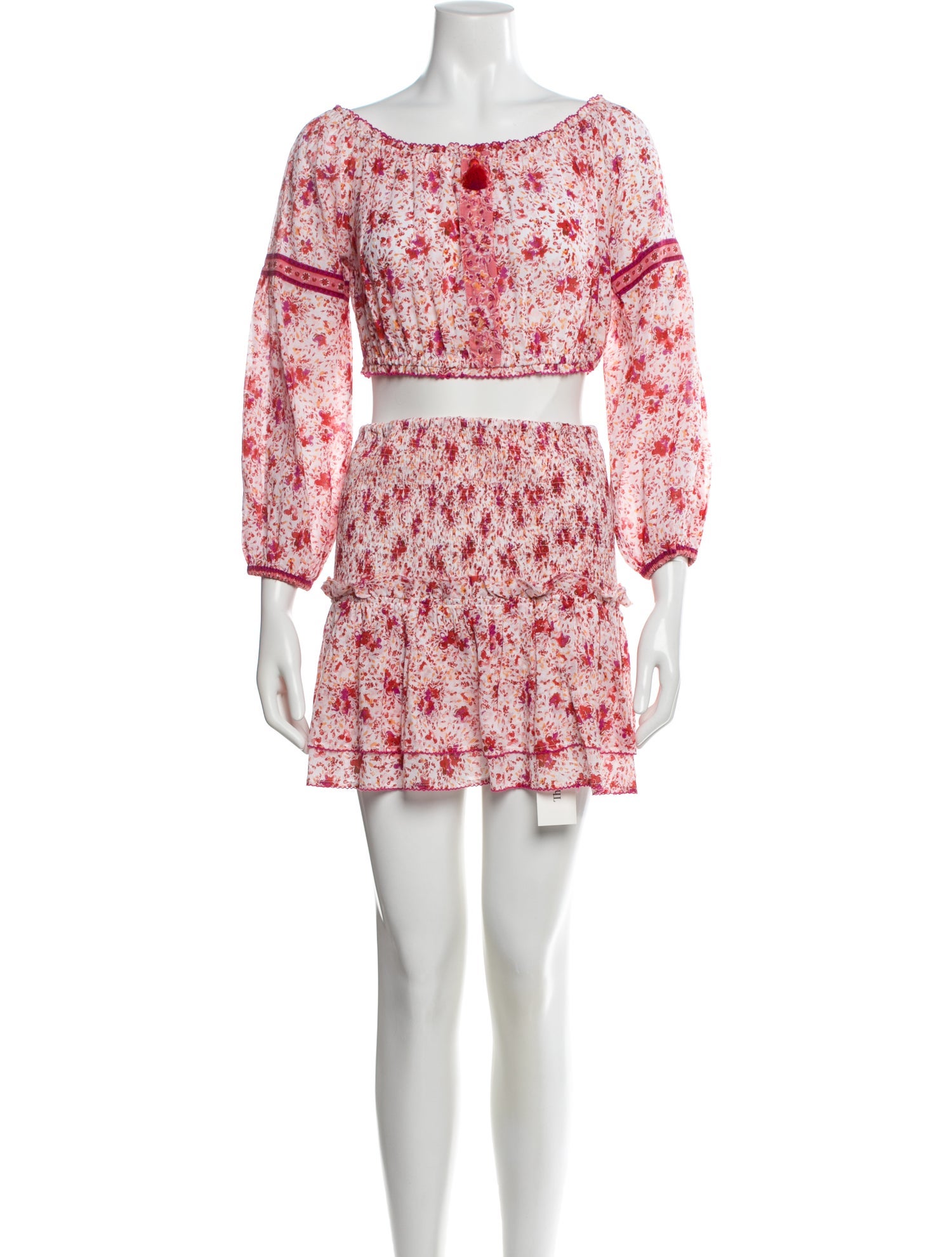 Poupette St Barth Floral Print Tassel Accents Skirt Set