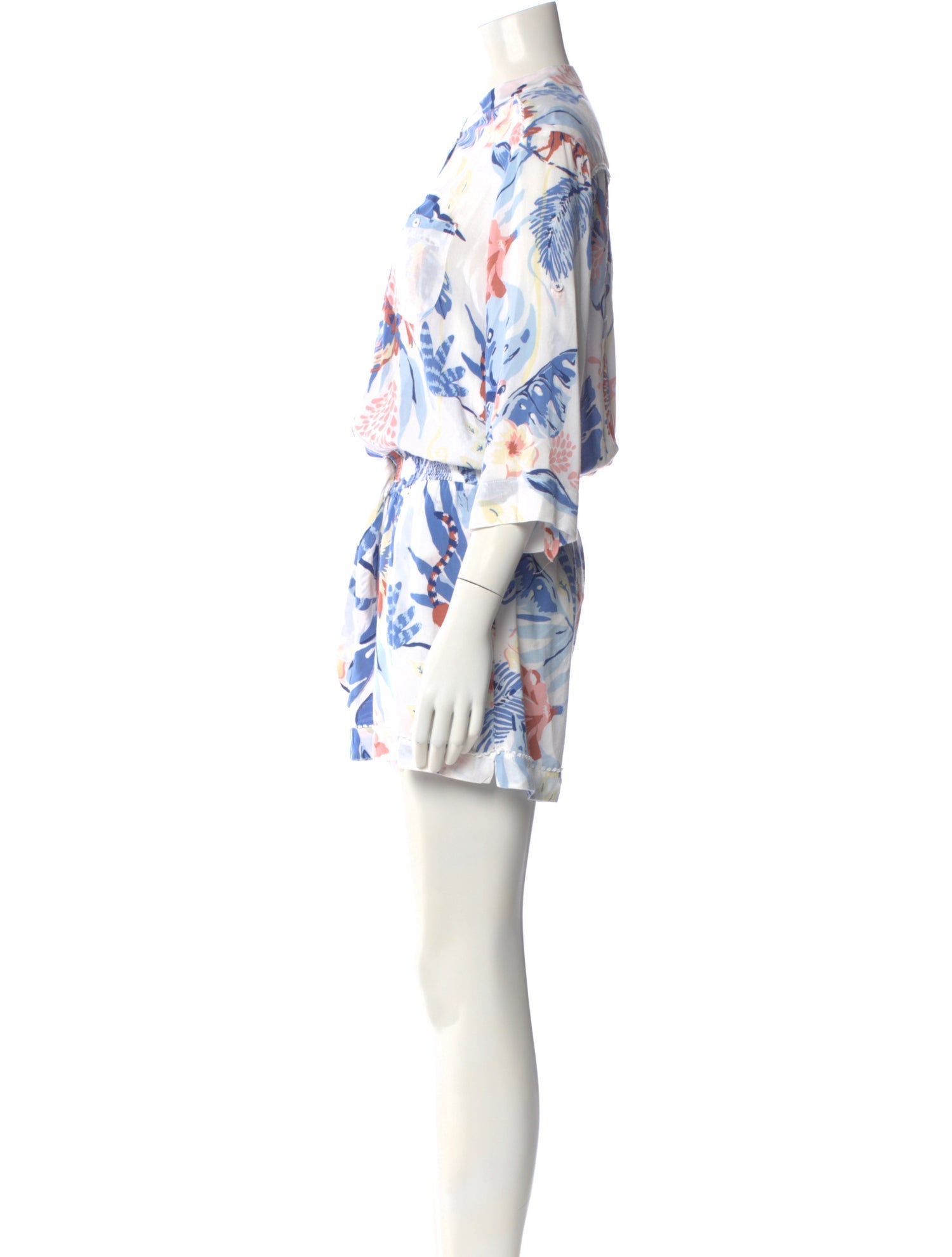 Poupette St Barth Floral Print Crew Neck Romper