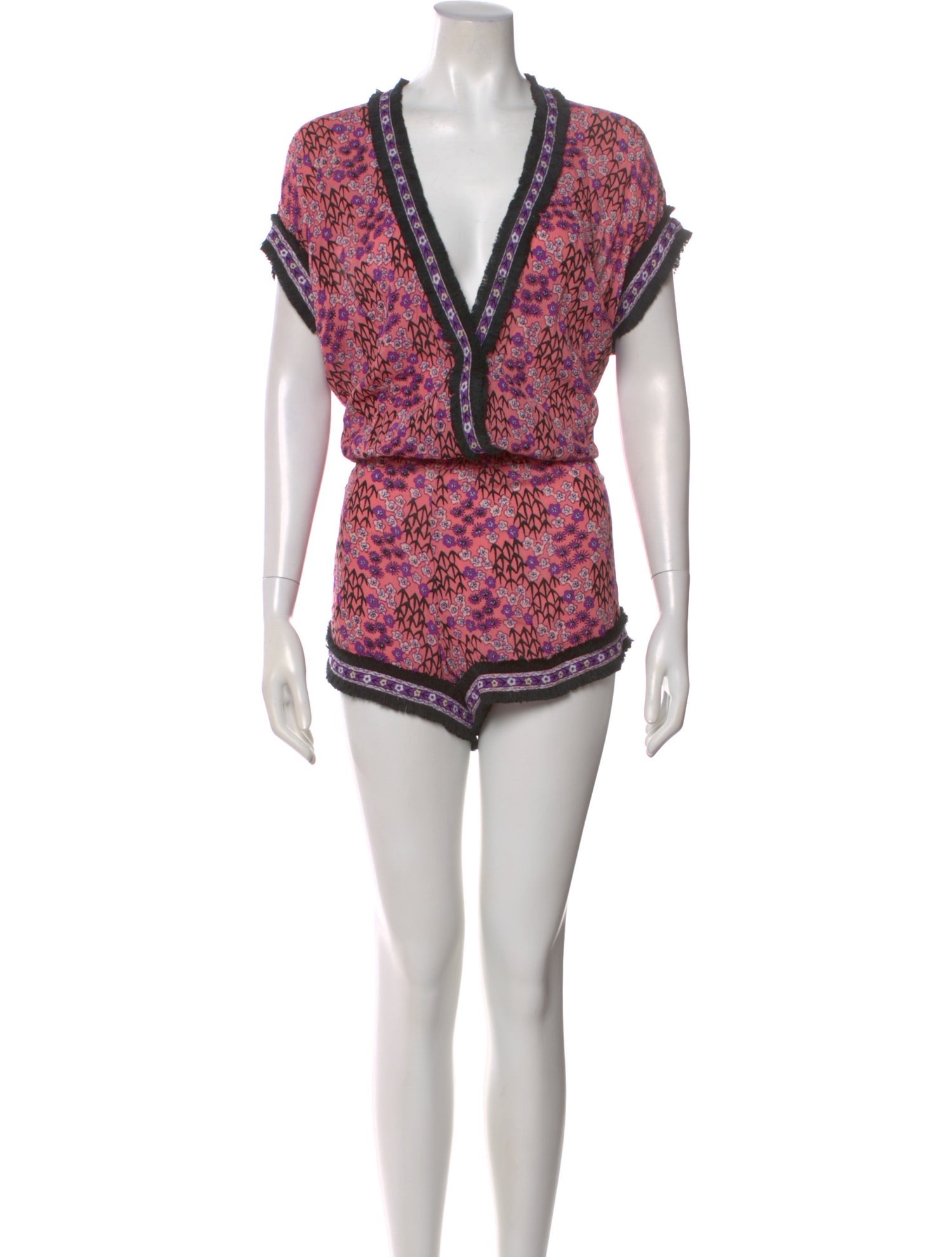 Poupette St Barth Floral Print V-Neck Romper