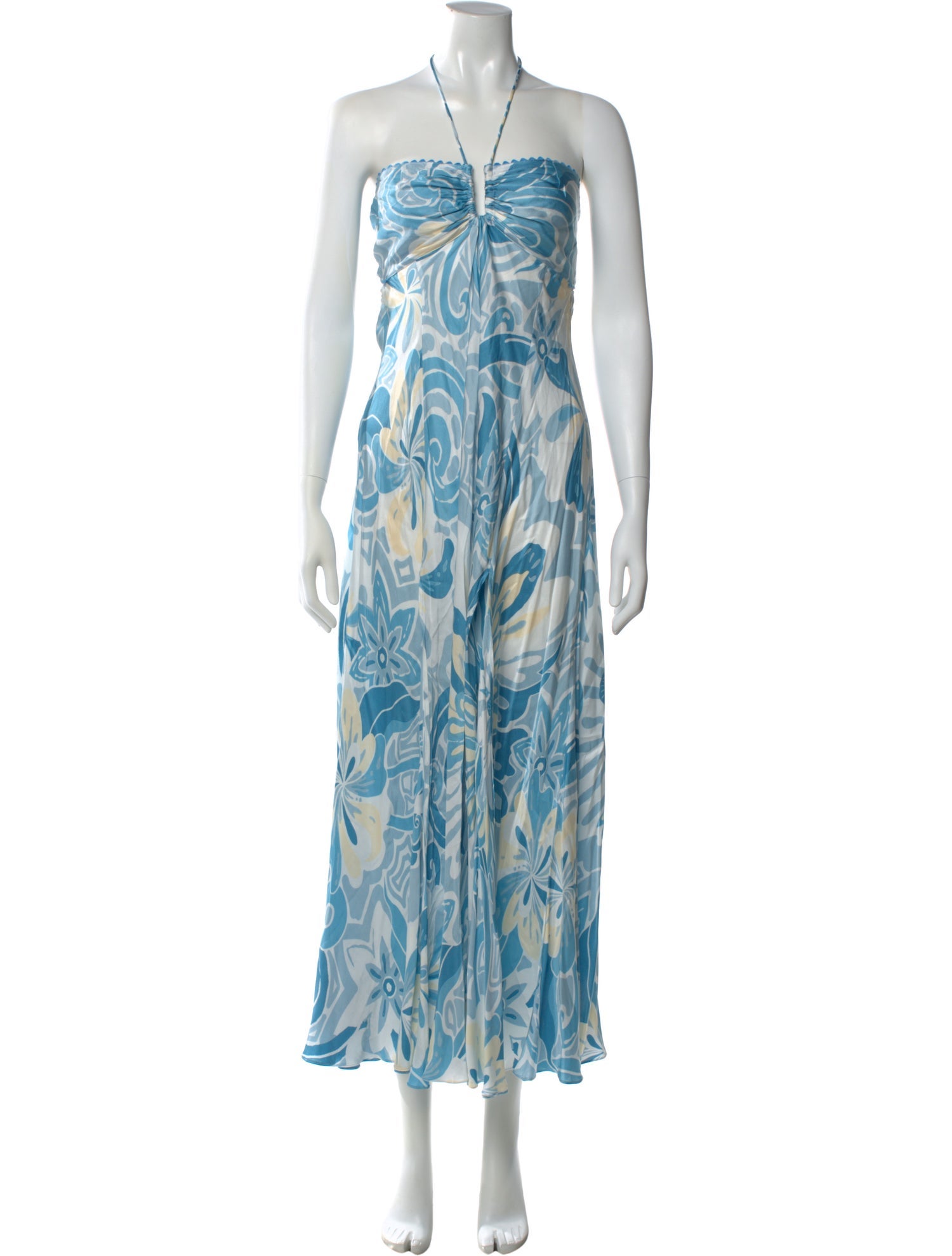 light blue dress halter neck Halter Neck Satin Bridesmaid Dress main image 1